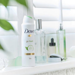 Dove Desodorante Pepino y Té Verde, crema hidratante que cuida la piel tras el afeitado.