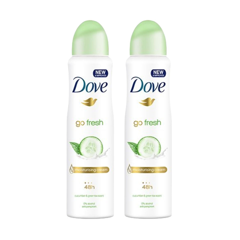 Dove Desodorante Pepino y Té Verde, frasco de 250 ml, frescura duradera para todo el día.