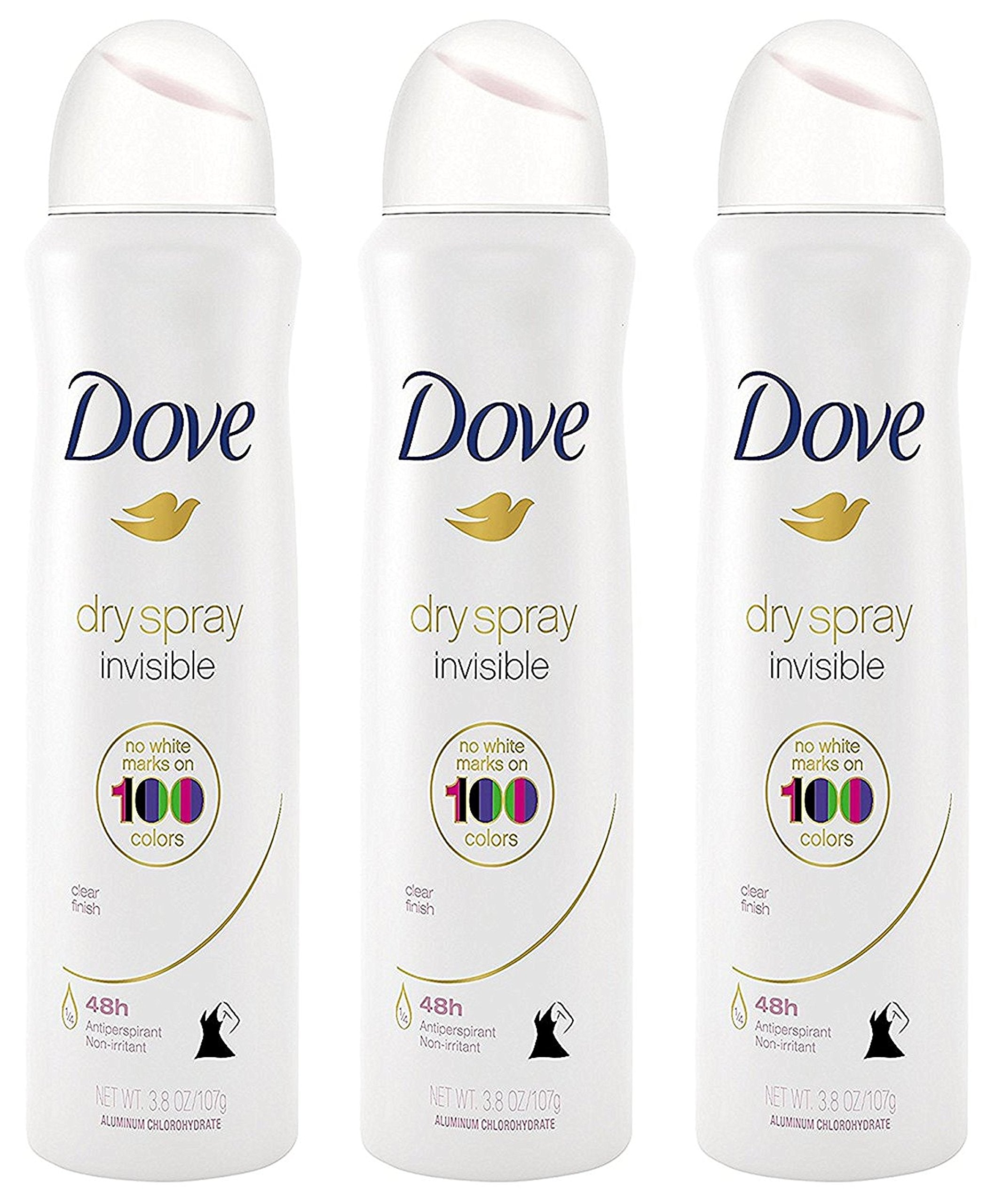 Dove Desodorante spray seco invisible en lata, acabado claro para protección diaria.