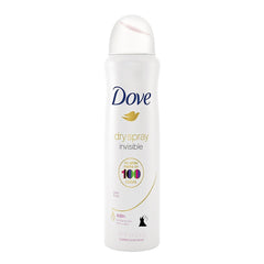 Dove Desodorante spray seco invisible aplicado en la mano, sensación suave.