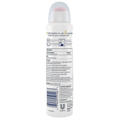 Dove Desodorante spray seco invisible etiqueta limpia, aspecto limpio y neutro.