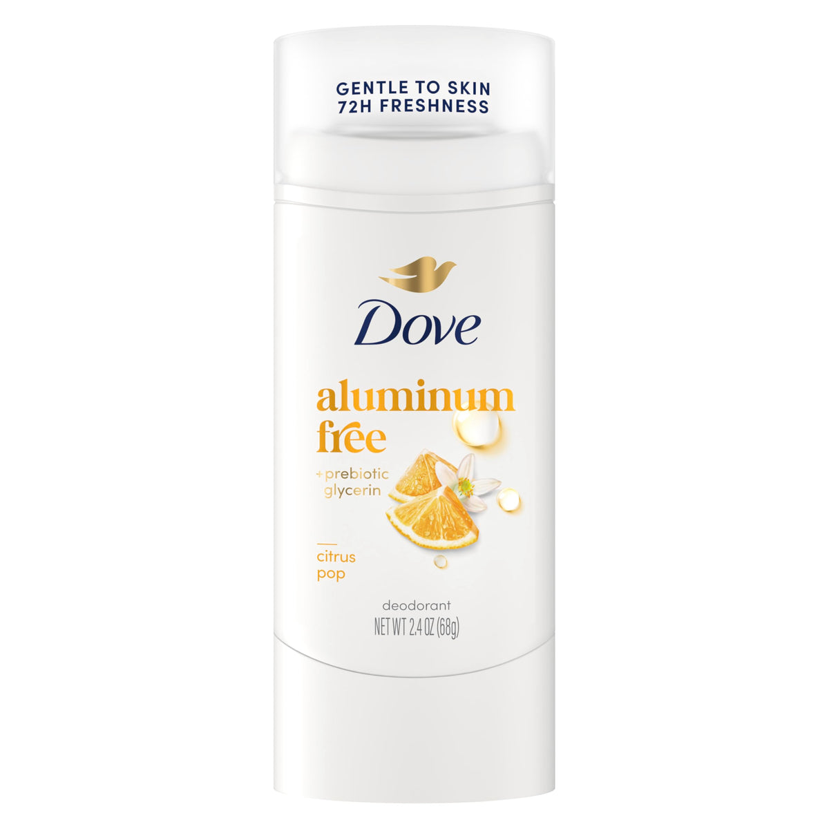 Dove Citrus Pop: envase compacto para uso diario y frescura duradera.