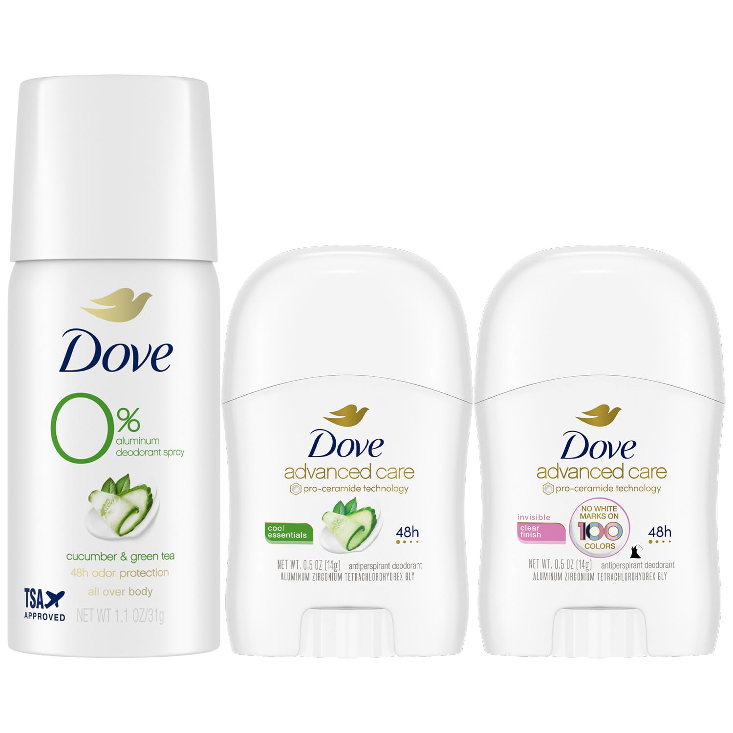 Desodorante Dove de viaje para mujer pack 3, compacto para viajar.
