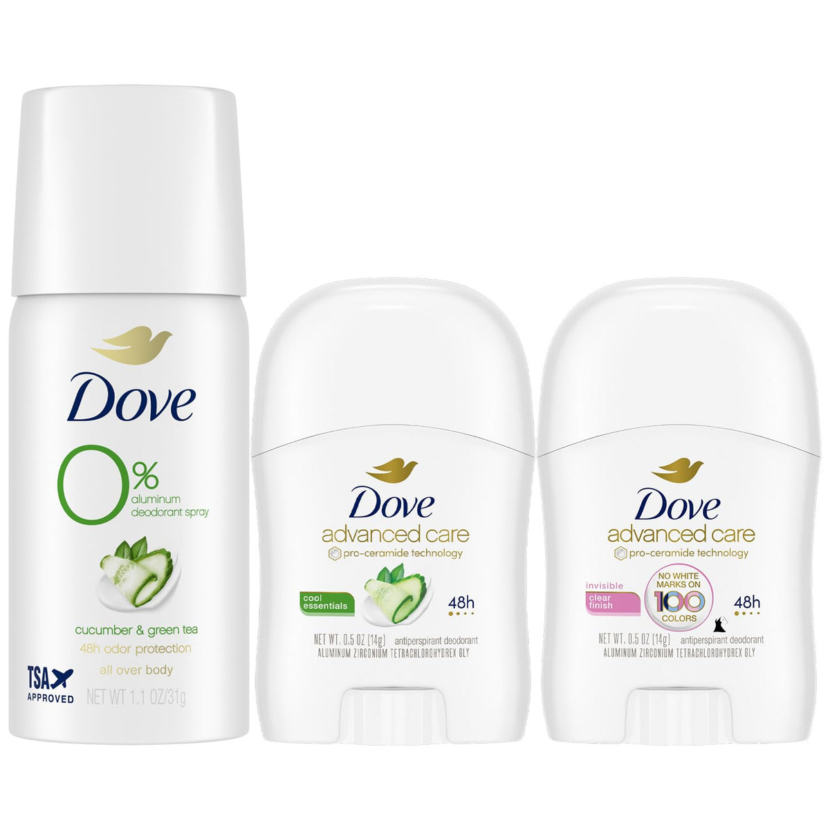 Desodorante Dove de viaje para mujer pack 3, compacto para viajar.