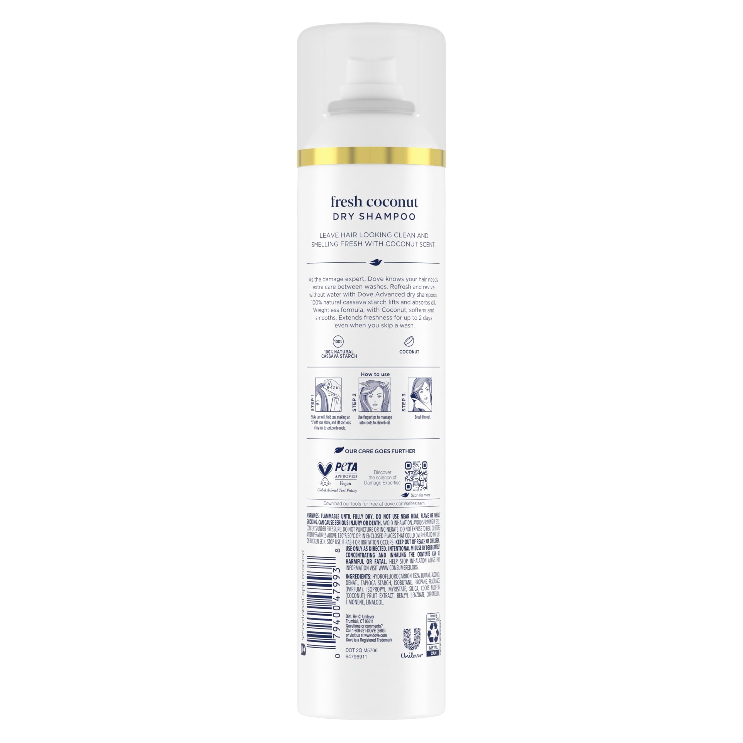 Dove Fresh Coconut: uso entre lavados para absorber grasa y dar volumen.