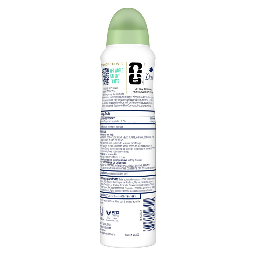 Dove Dry Spray Palo Santo Sage: aplicación rápida en axilas para uso diario