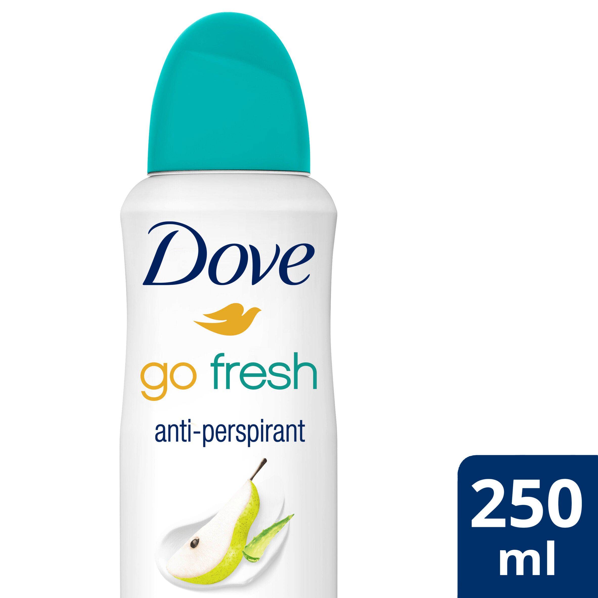Dove envase en aerosol, diseño compacto para llevar.