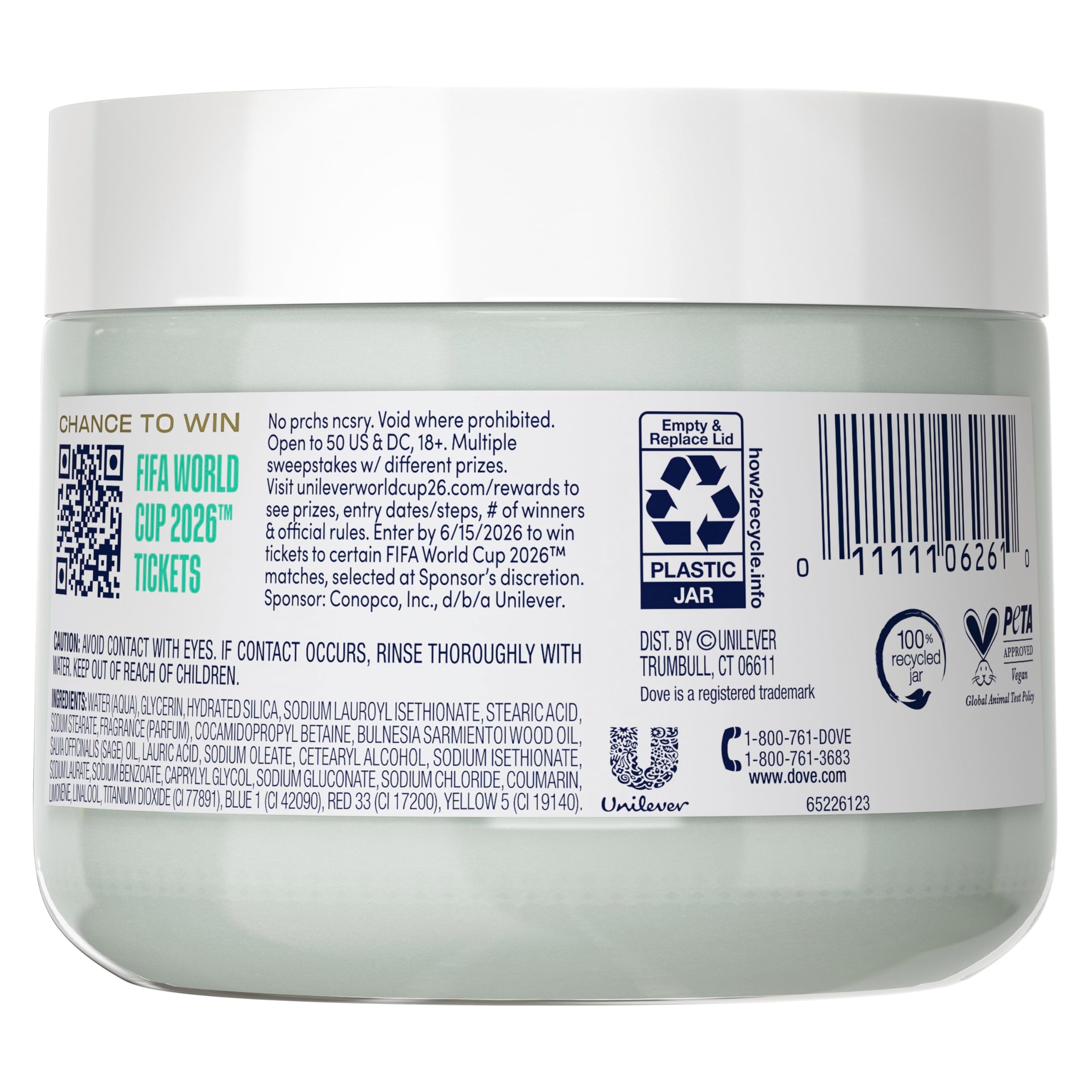 Dove Exfoliante Corporal Palo Santo y Salvia: frasco reciclable para cuidado responsable.