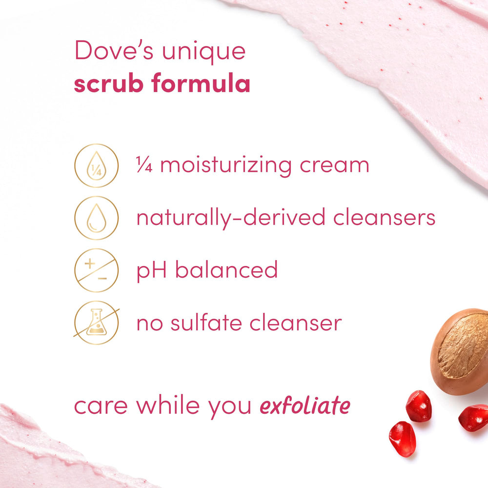 Dove Exfoliante corporal, textura batida en primer plano para exfoliar.