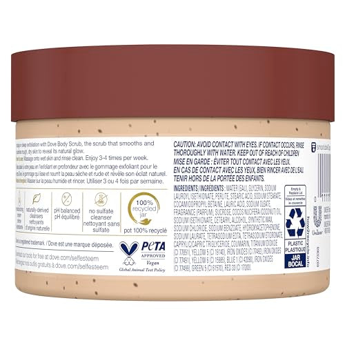 Dove Exfoliante Corporal, textura cremosa al aplicar para cobertura uniforme.