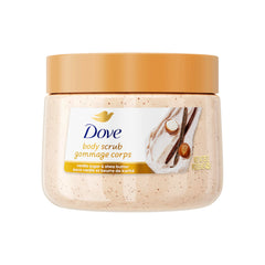 Dove exfoliante Azúcar de Vainilla y Manteca de Karité, frasco crema para exfoliar y suavizar la piel.