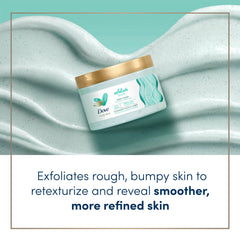 Dove Exfoliate Away masaje en piel, sensación de renovación tras cada uso.