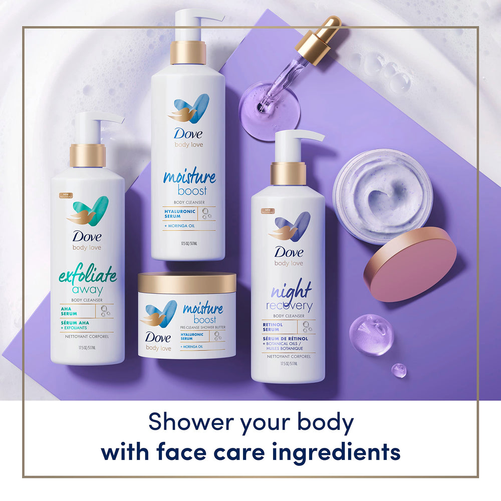 Dove Exfoliate Away envase plástico reciclado, opción sostenible para tu baño.
