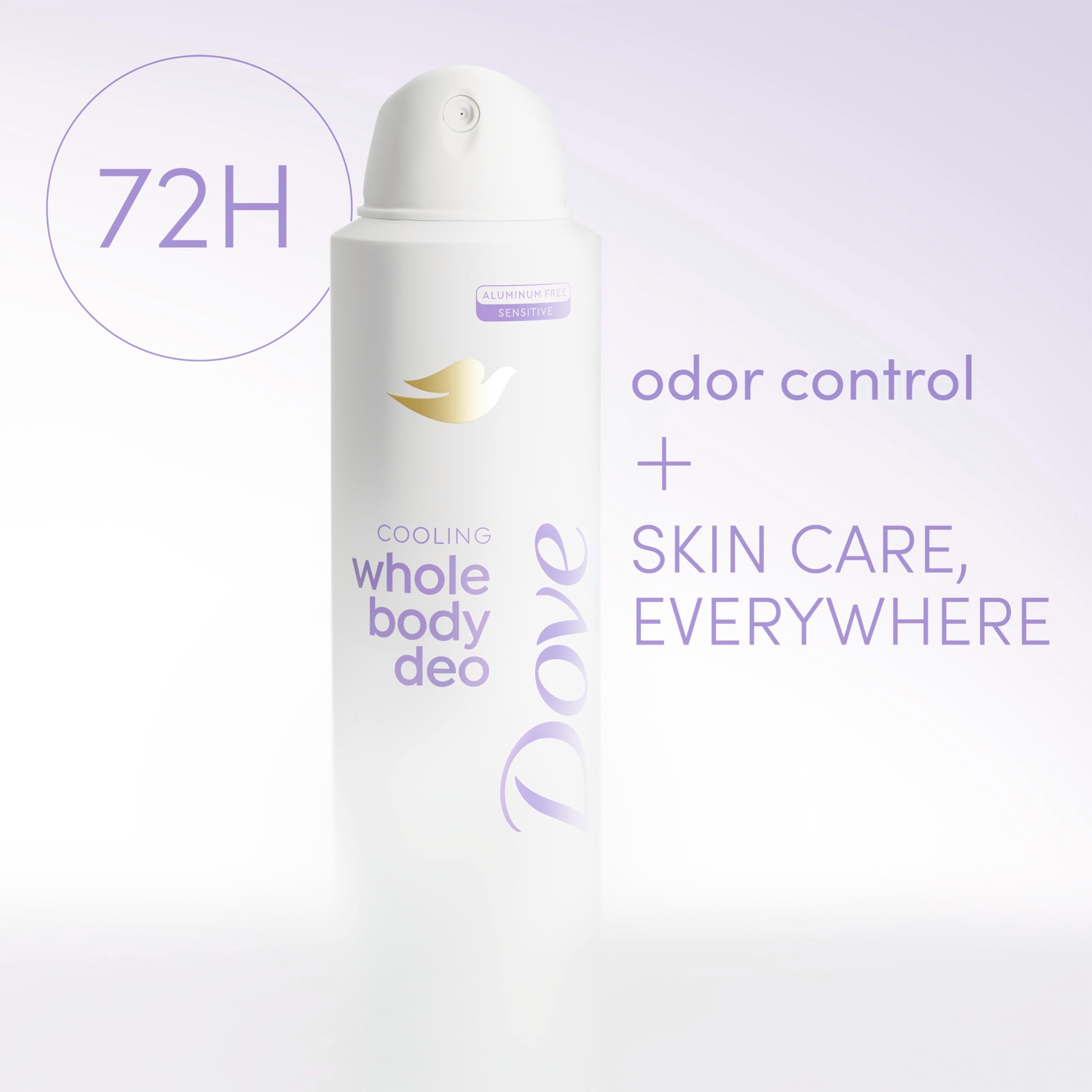 Dove: fórmula dermatológicamente probada, sin aluminio.