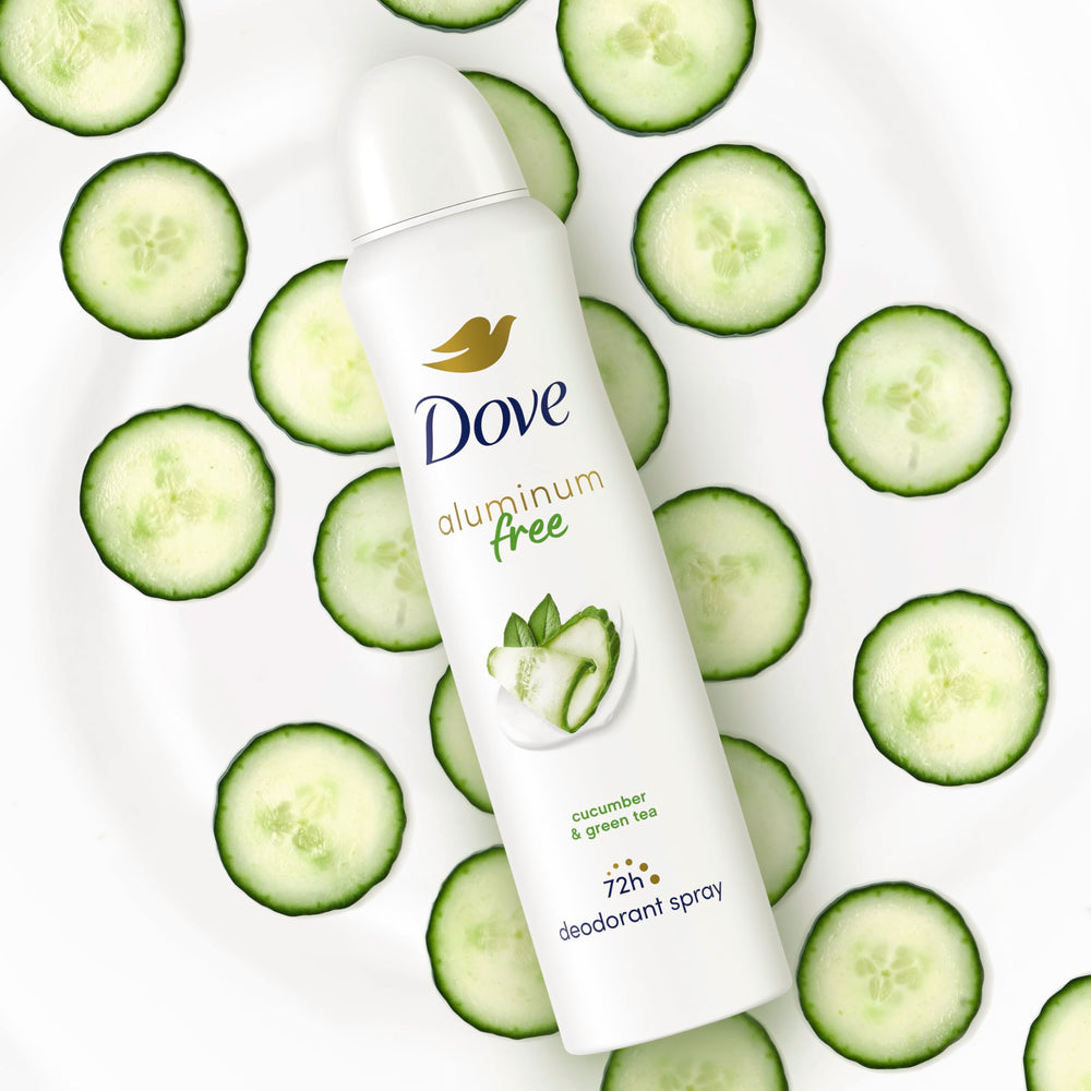 Dove bottle demonstrates easy, quick-drying spray application.