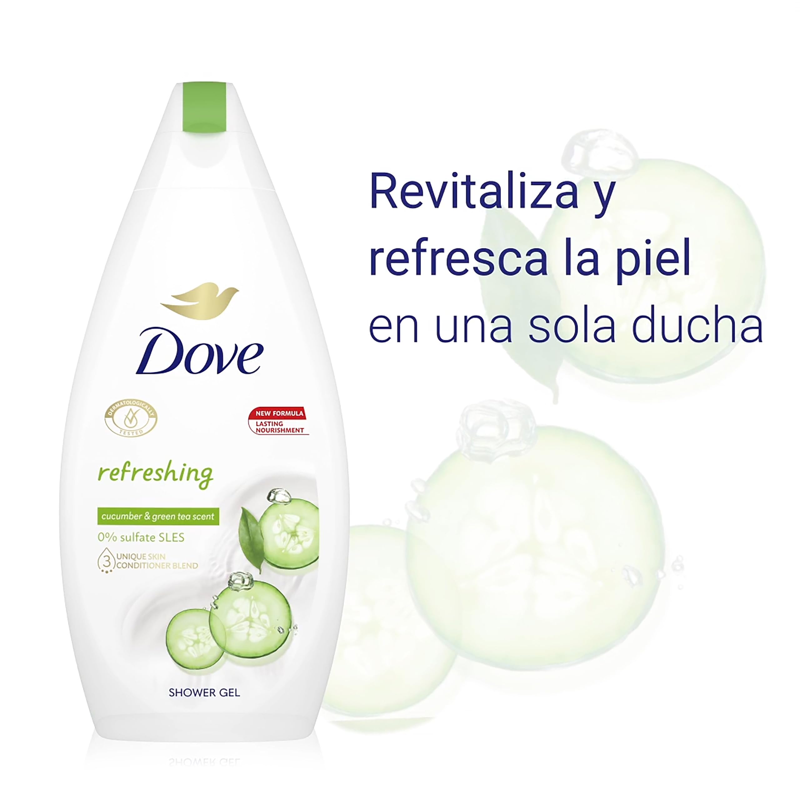 Dove Fresh Touch envase práctico para un vertido cómodo y controlado.