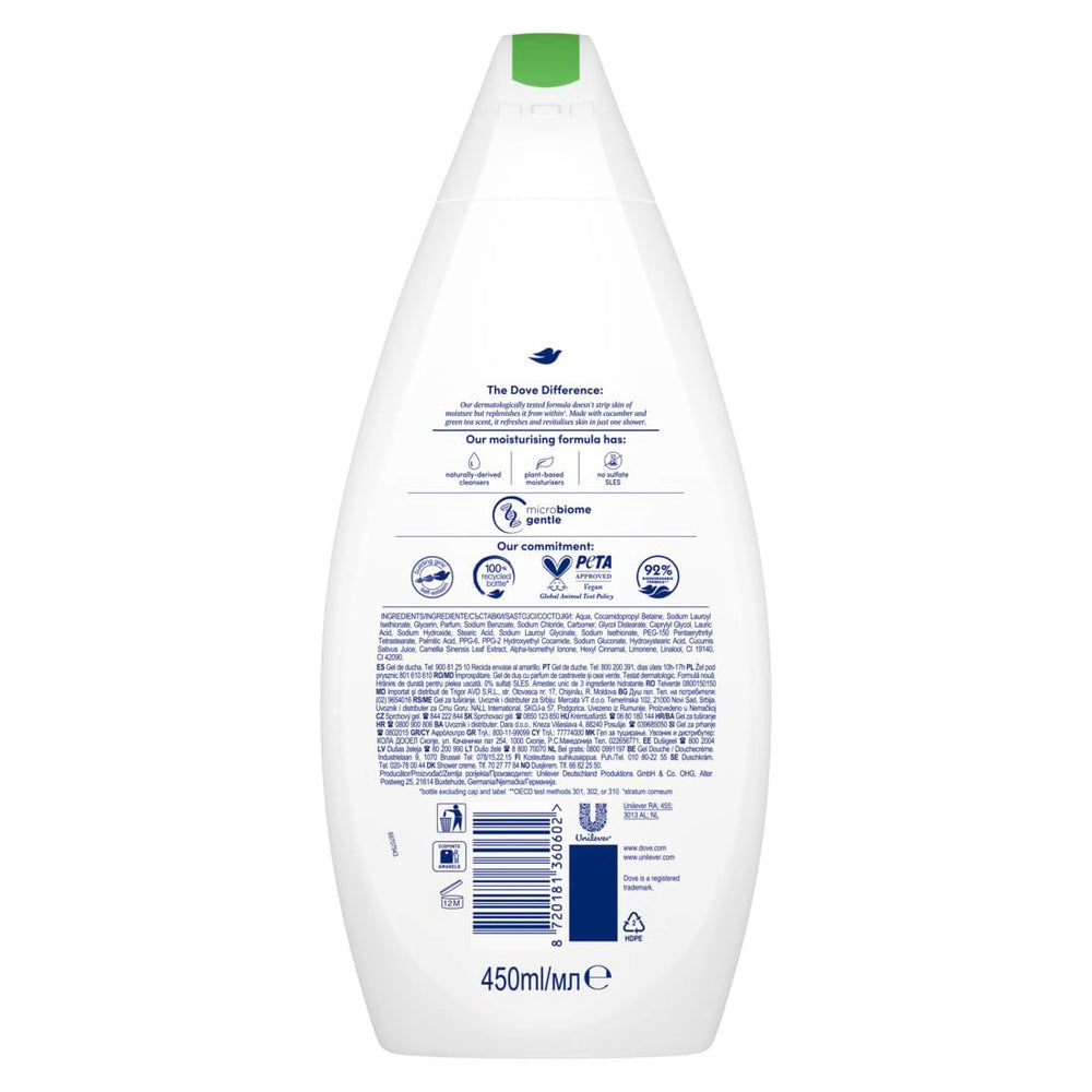 Dove Fresh Touch muestra textura espuma cremosa que limpia sin irritar la piel.