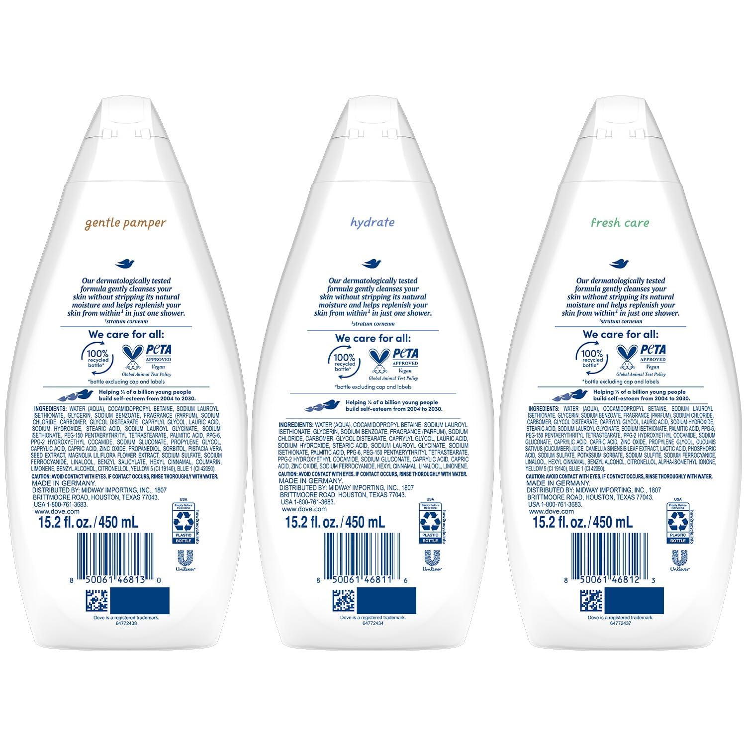 Dove gel de ducha cuidado fresco, botella: aroma vigorizante para empezar el día.