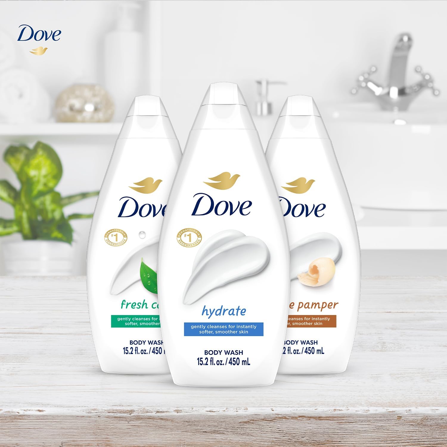 Dove gel de ducha cuidado fresco, paquete: sensación renovadora tras duchas diarias.