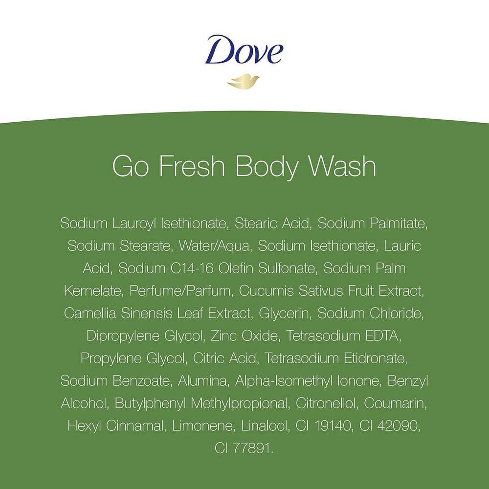 Dove gel de ducha Pepino y Té Verde, fácil aplicación en la rutina diaria.