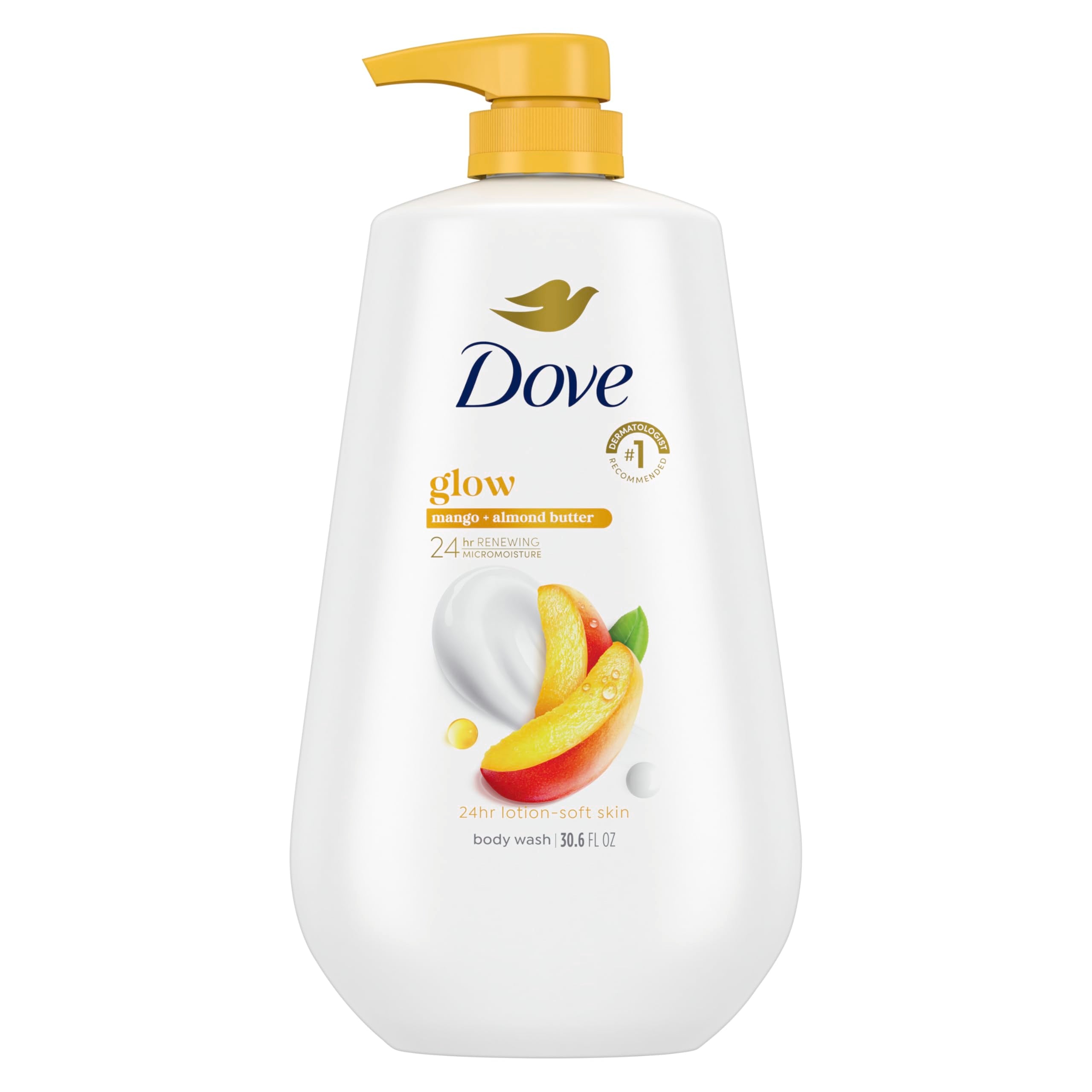 Dove Glowing Jabón Corporal con pompa para piel suave todo el día