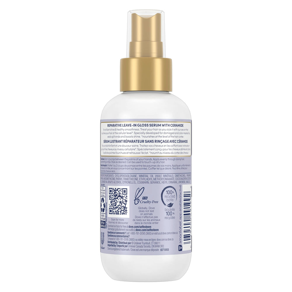 Dove Hair Therapy Leave-In Spray Dispense showing quick, convenient styling support.