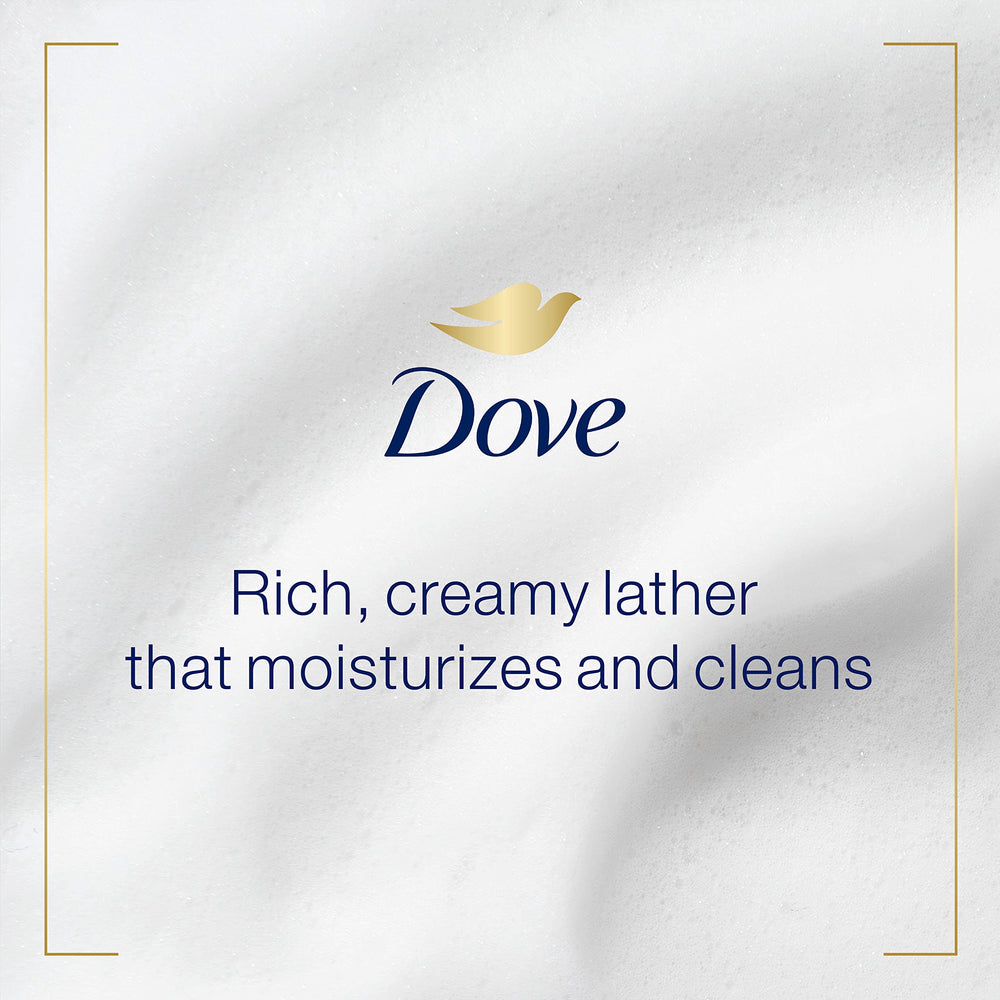 Dove hand wash being poured and lathered for cleansing and hydration.