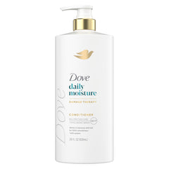 Dove Hidratación Diaria: botella en primer plano para cabello seco suave desde el primer uso