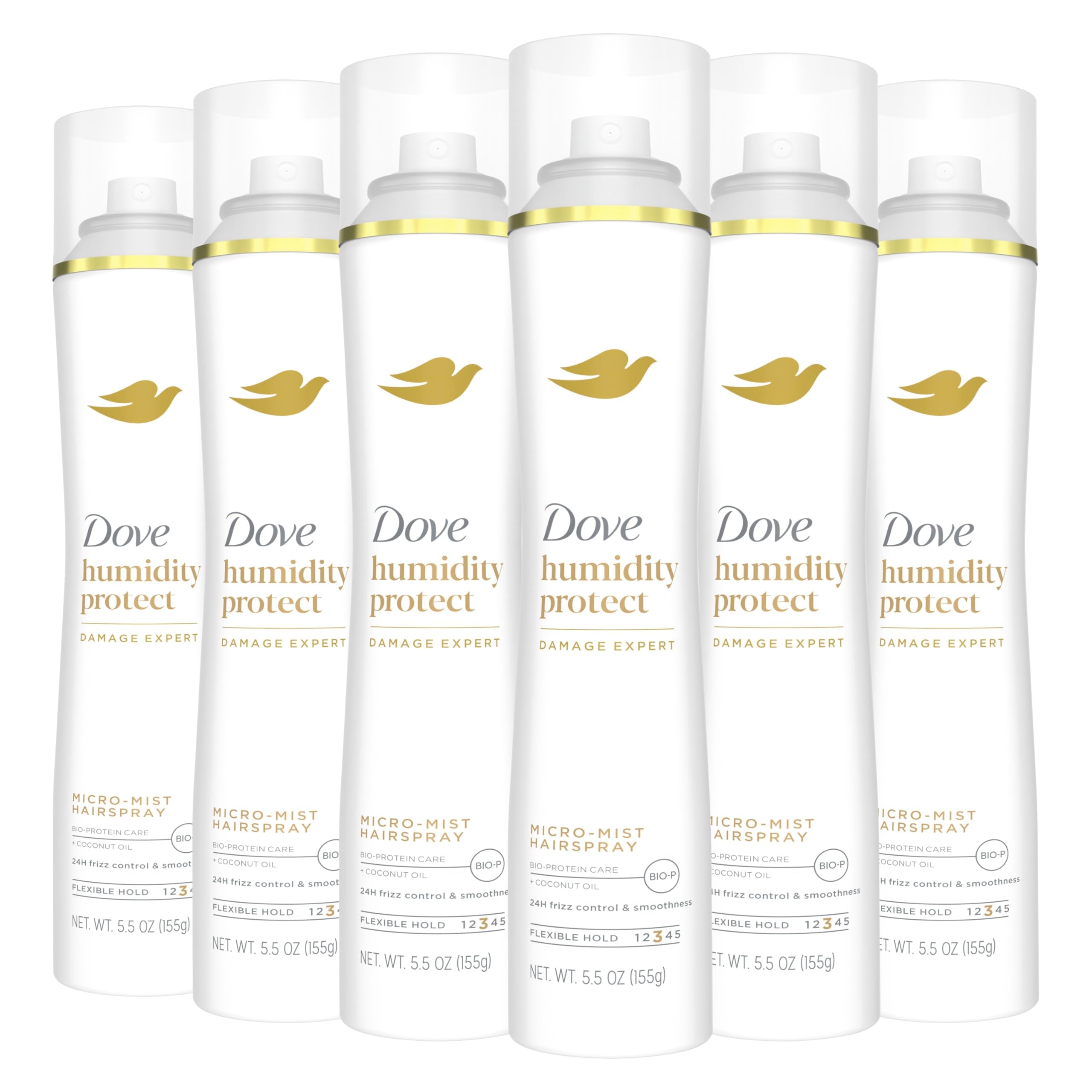 Dove humidity-protect micro-mist bottle shields hair from humidity for lasting smoothness.