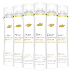 Dove humidity-protect micro-mist bottle shields hair from humidity for lasting smoothness.