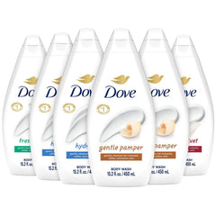 Dove Hydrate bottle — rich moisturizer helps preserve skin moisture during showers.