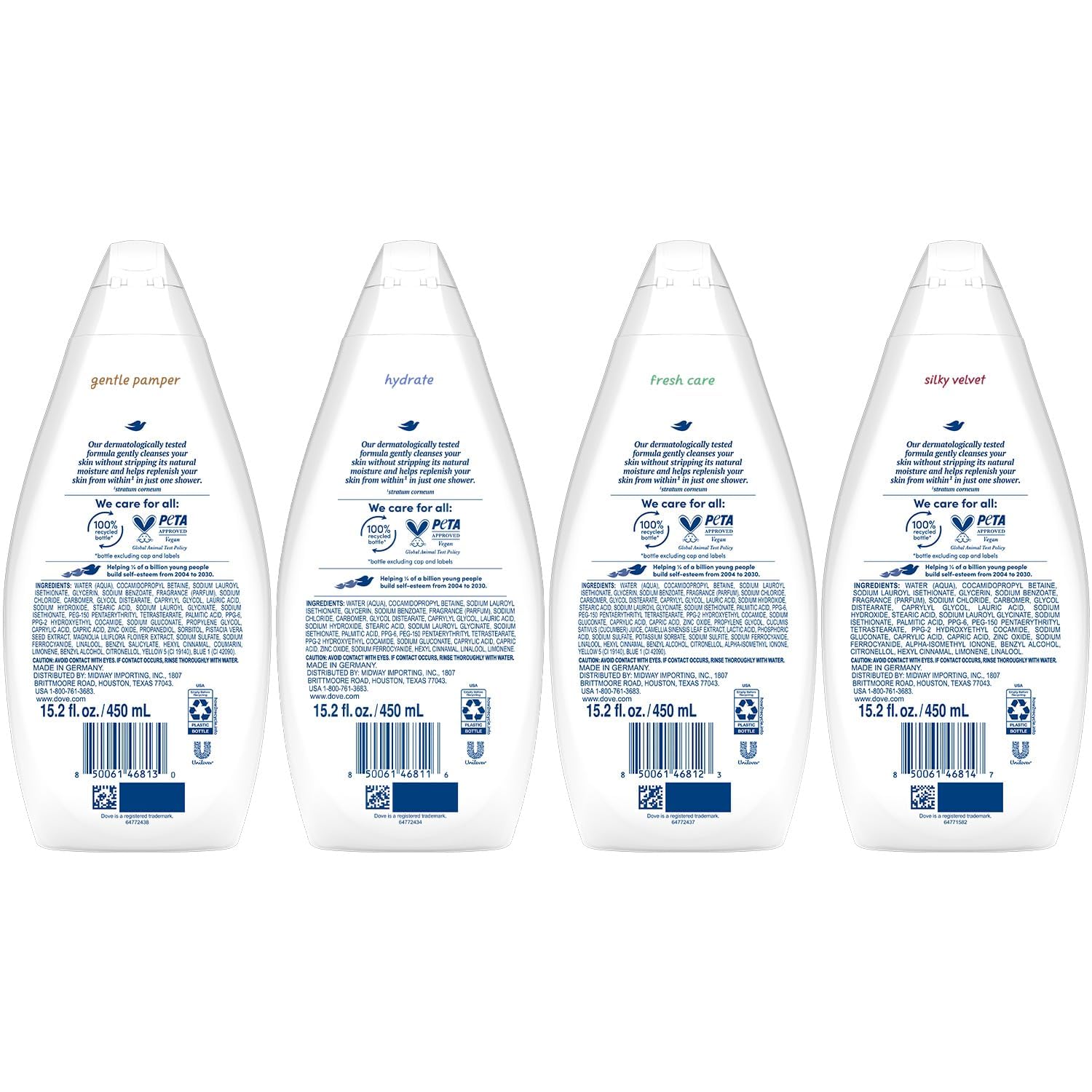 Dove Hydrate bottle — creamy lather delivering lasting skin hydration.