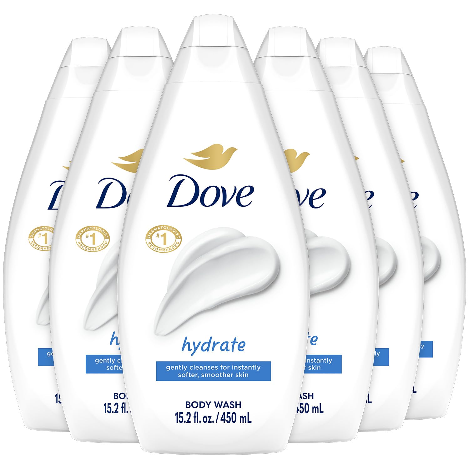 Dove Hydrate bottle with sea scent for hydrated skin after shower