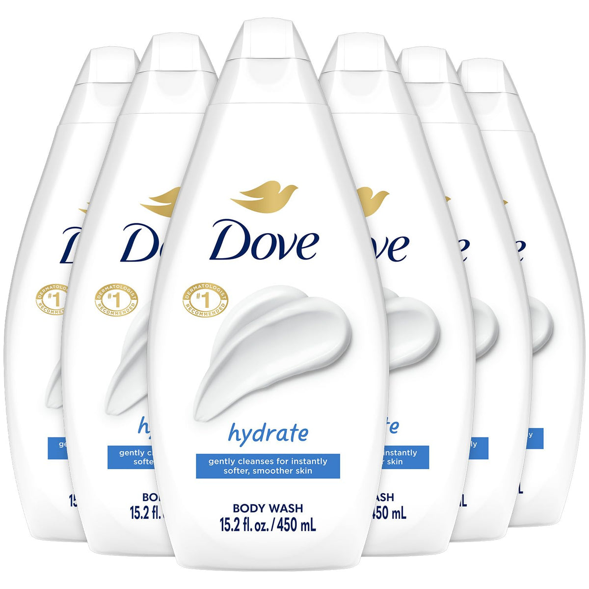 Dove Hydrate bottle with sea scent for hydrated skin after shower