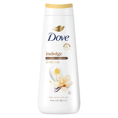 Dove Indulge Ducha Corporal con vainilla cálida para piel suave y nutrida.