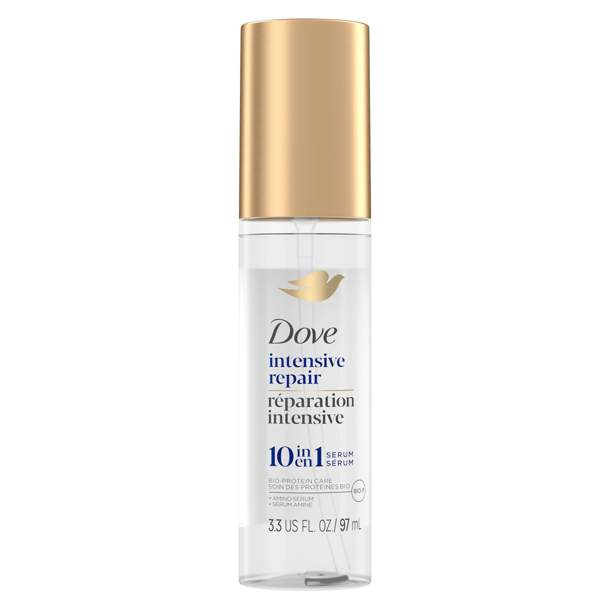 Dove Suero Reparación Intensiva, aplicación suave en puntas dañadas.