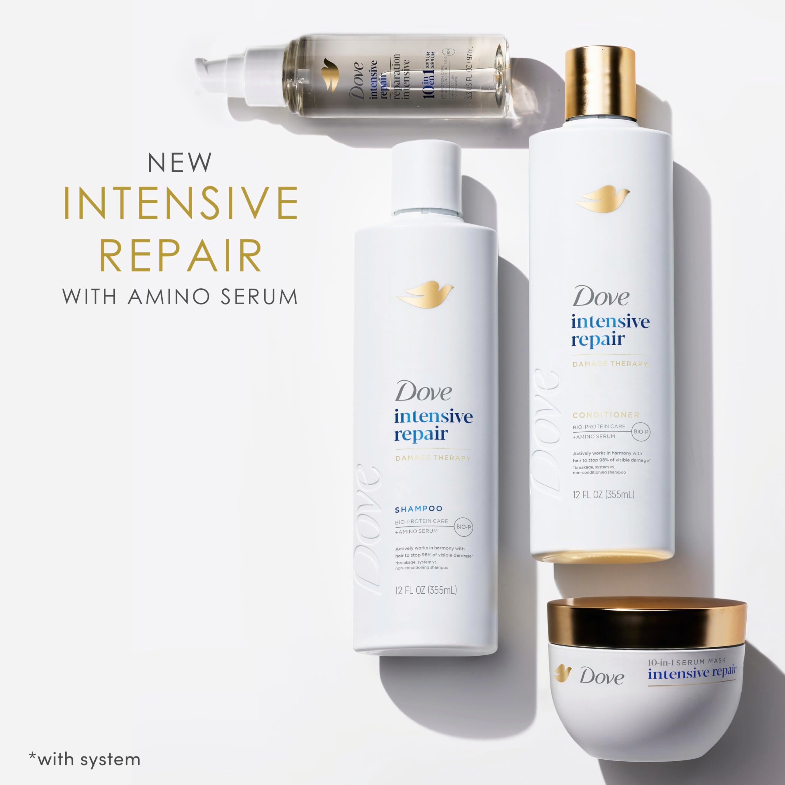Dove Suero Reparación Intensiva, deja el cabello más manejable y sedoso.