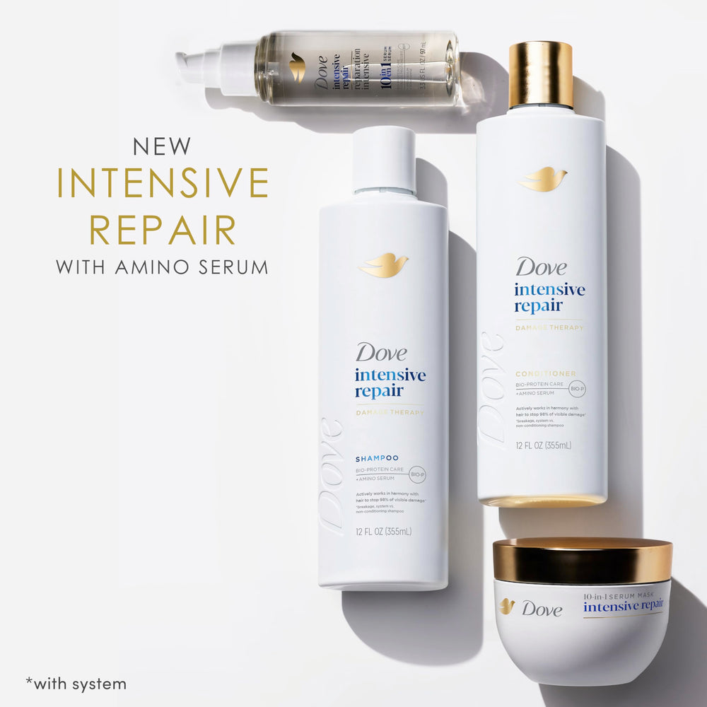 Dove Suero Reparación Intensiva, deja el cabello más manejable y sedoso.
