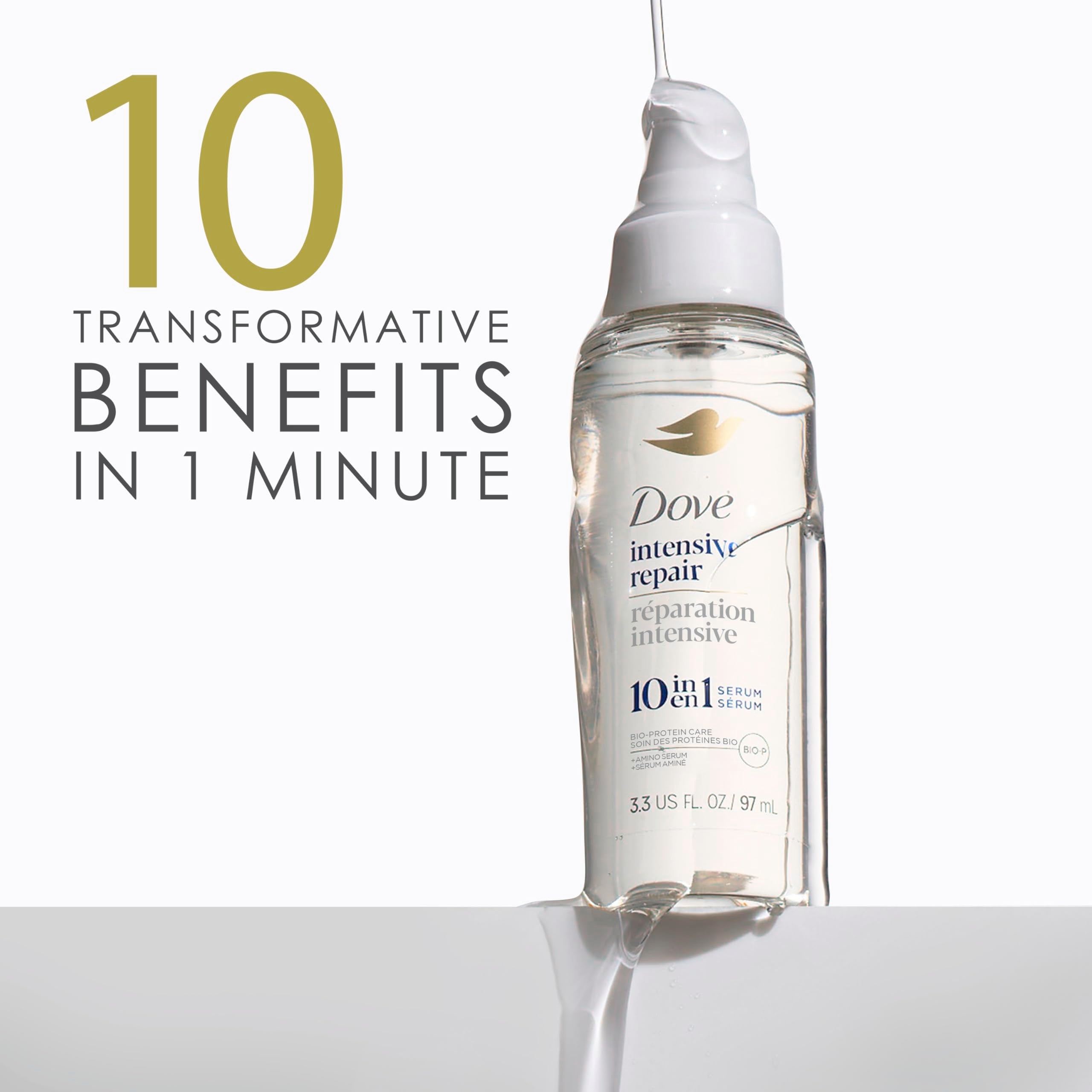 Dove Suero Reparación Intensiva, tratamiento para medios y puntas con acabado suave.