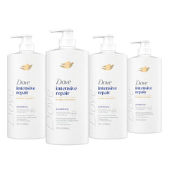 Dove Intensive Repair shampoo bottle showing stronger, more resilient hair.