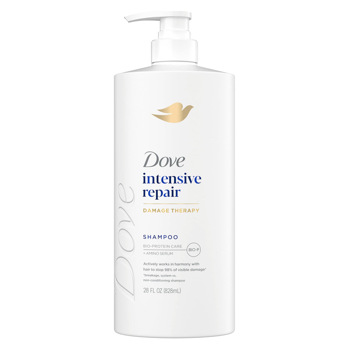 Champú Dove Intensive Repair para cabello dañado: fortalece desde la primera lavada.