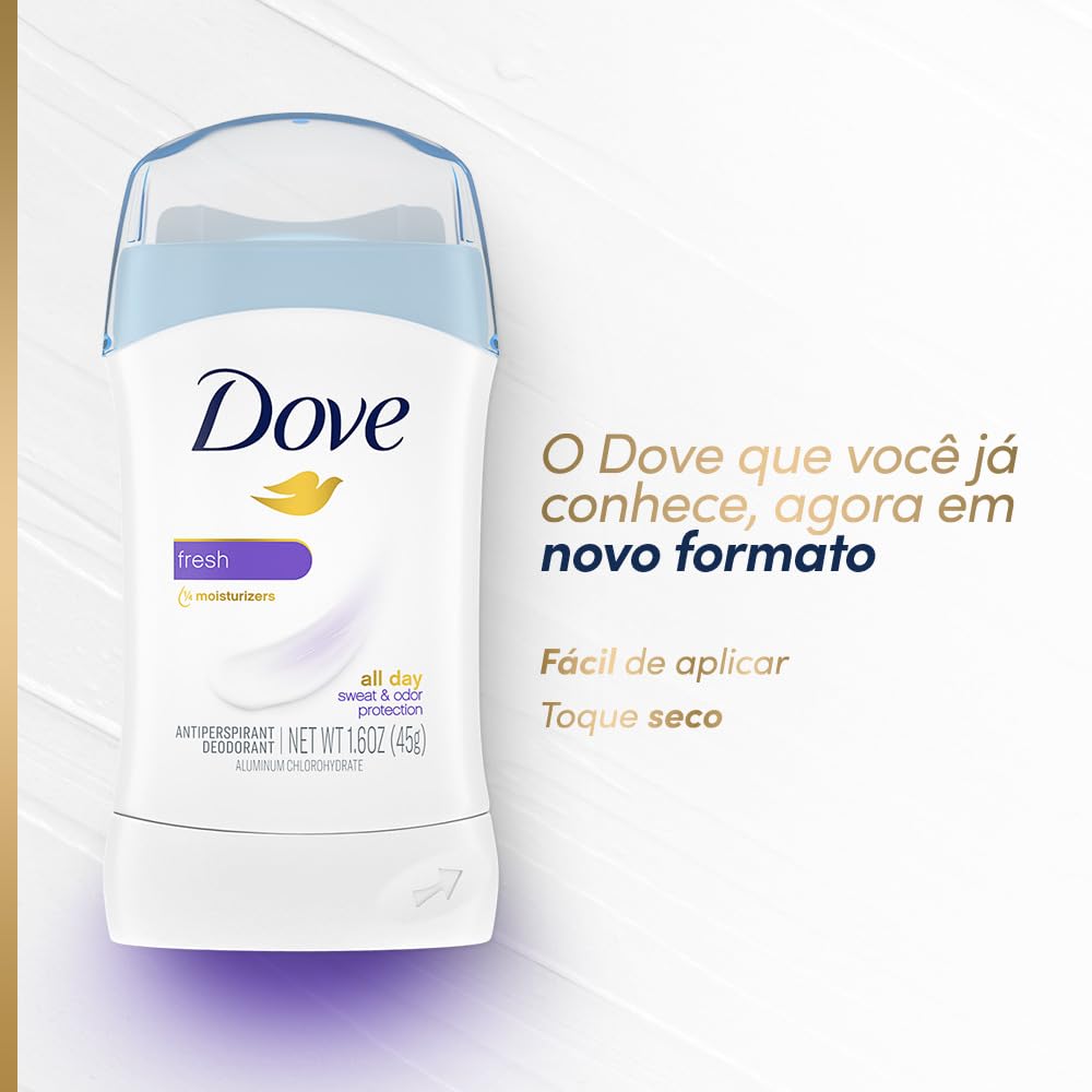 Dove Invisible Solid Fresh packaging close-up with product name and 1.6 oz size