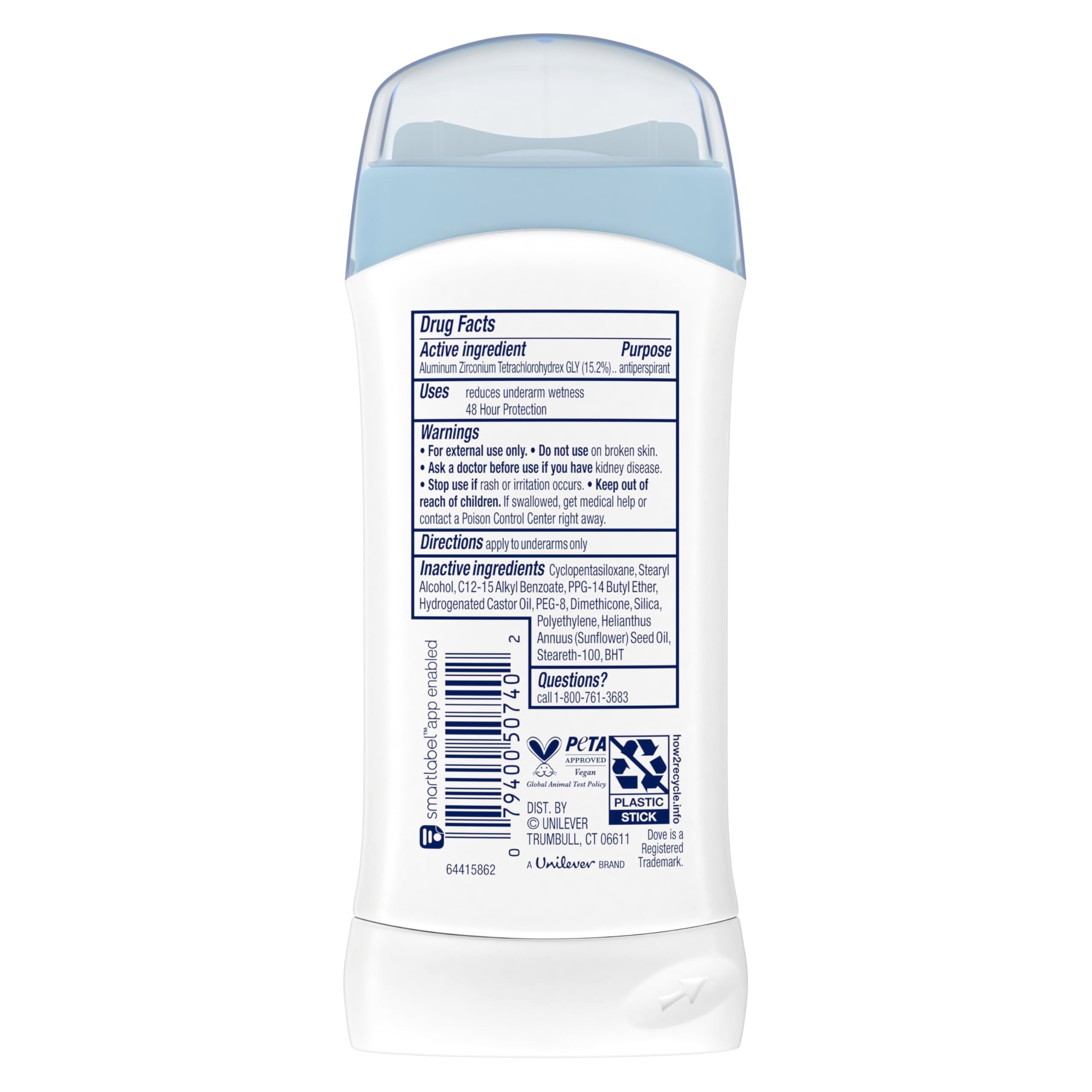 Dove Invisible Solid Sensitive Underarm: promotes soft, calm skin.