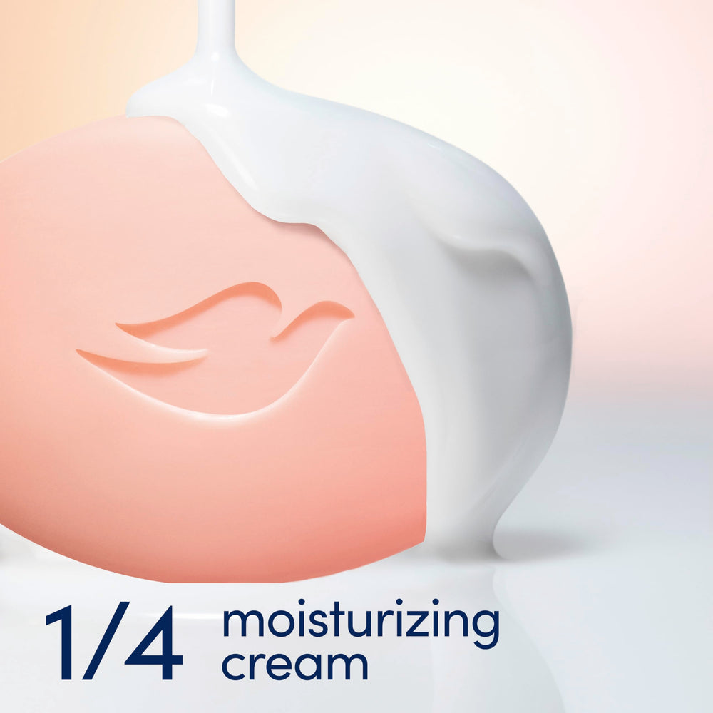 Dove barra con crema hidratante ¼ para piel más suave.