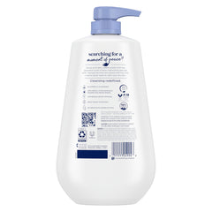 Dove jabón corporal de textura cremosa ofrece limpieza suave y humectación.