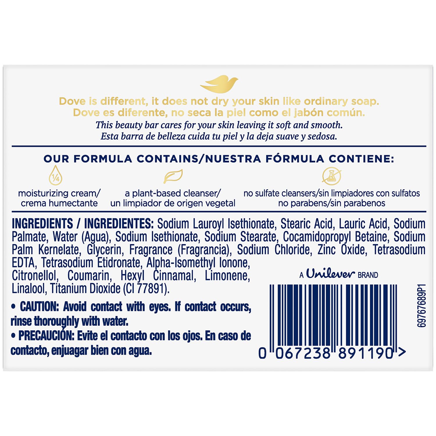 Dove Original Beauty Bar con textura cremosa para hidratación suave