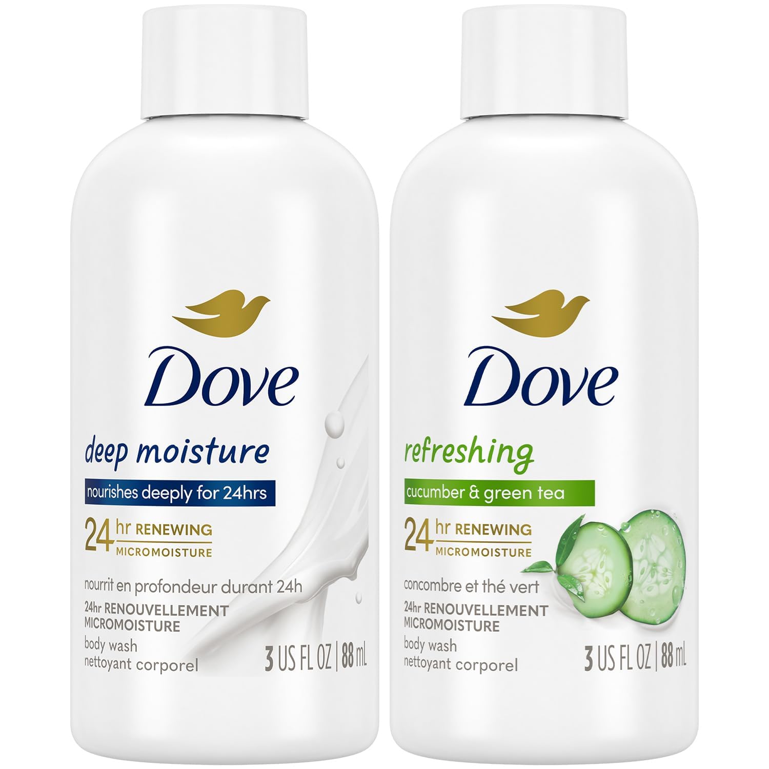 Dove lavado corporal de viaje en dúo, ideal para maleta y viaje