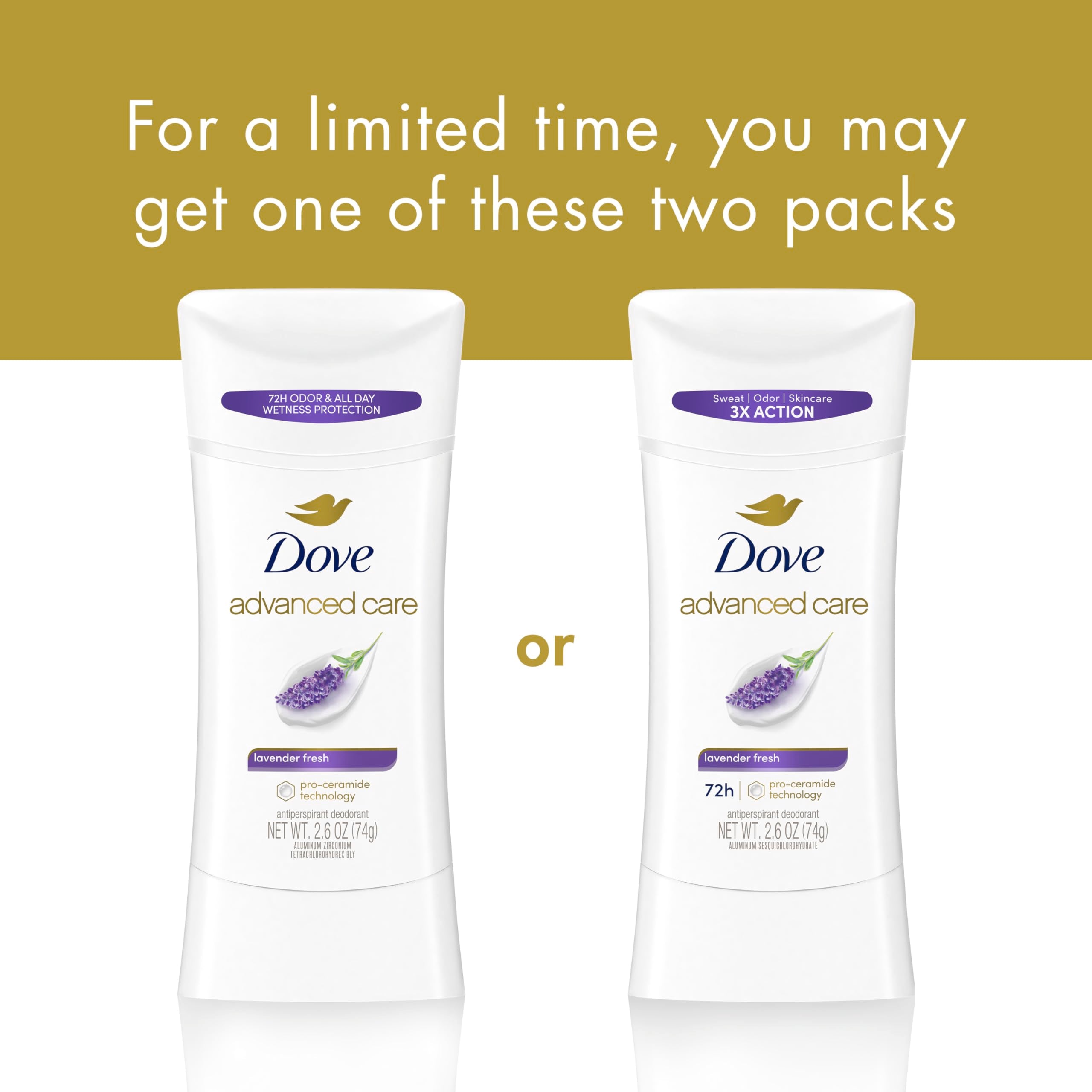 Dove Lavender Fresh fragrance visual emphasizing daily use and soothing aroma.
