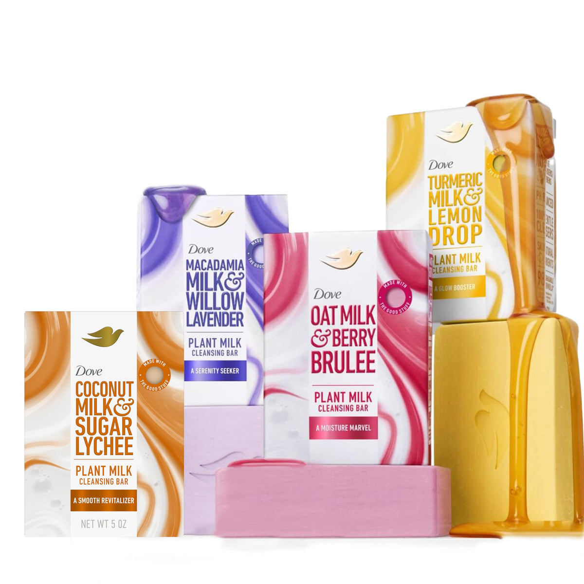 Dove barra leche vegetal cúrcuma y limón: brillo suave para la piel