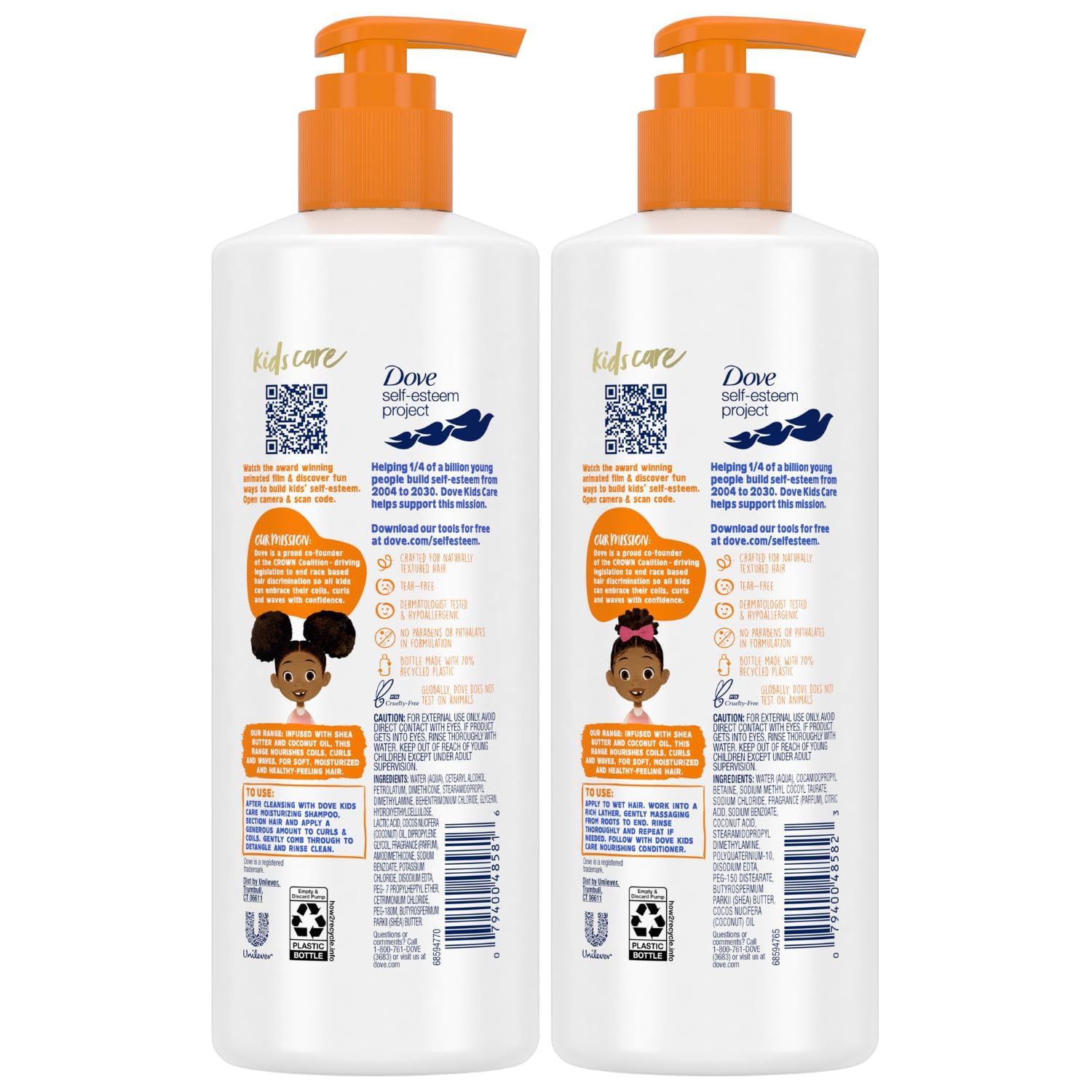Dove Love Collection kids conditioner bottle highlights soft, manageable curls.